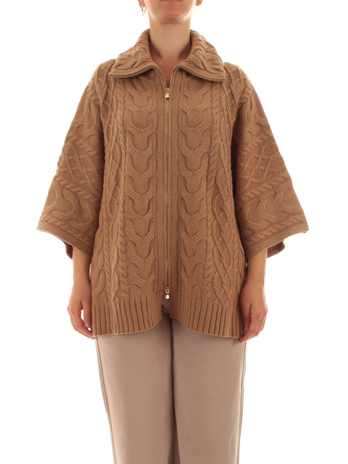 Elena Mirò cardigan a trecce in lana da donna marrone