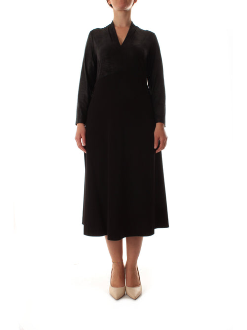 Elena Mirò abito longuette in due tessuti da donna nero