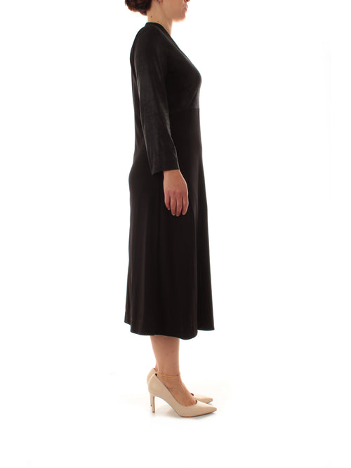 Elena Mirò abito longuette in due tessuti da donna nero
