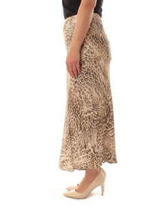 Elena Mirò gonna midi animalier da donna beige