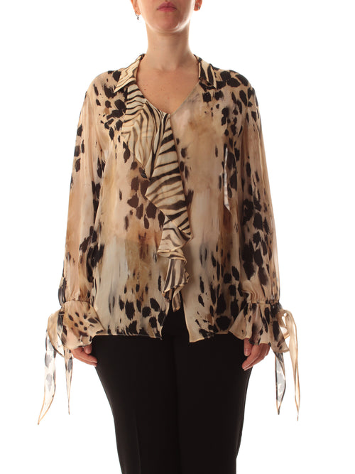 Elena Mirò blusa con ruches da donna beige