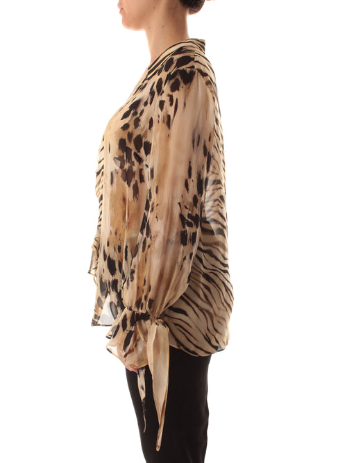 Elena Mirò blusa con ruches da donna beige