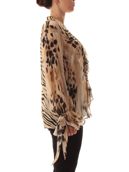 Elena Mirò blusa con ruches da donna beige