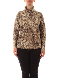 Elena Mirò maglia animalier con collo staccabile da donna beige