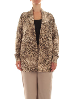Elena Mirò cardigan lungo animalier da donna beige