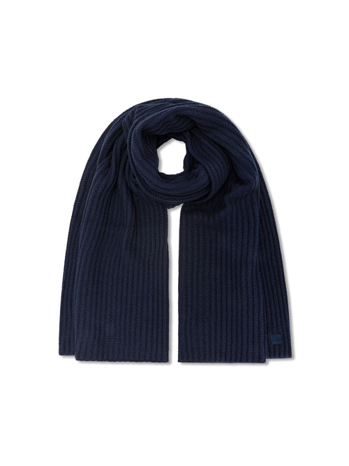Sun 68 sciarpa in misto lana a coste navy blue da uomo