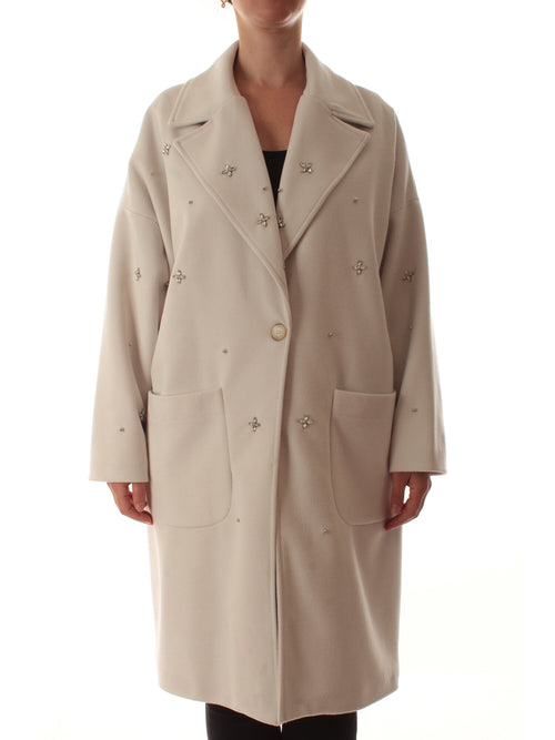 Marina Talia cappotto con applicazioni da donna panna
