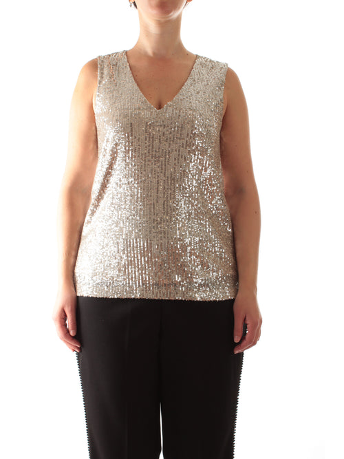 Marina Talia top in full paillettes da donna gesso