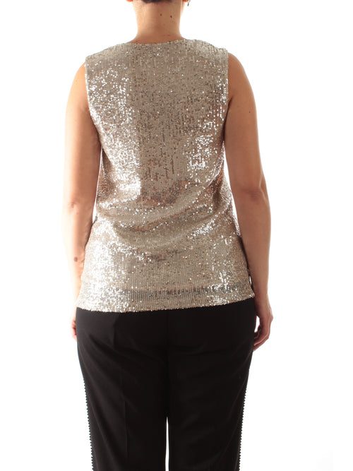 Marina Talia top in full paillettes da donna gesso