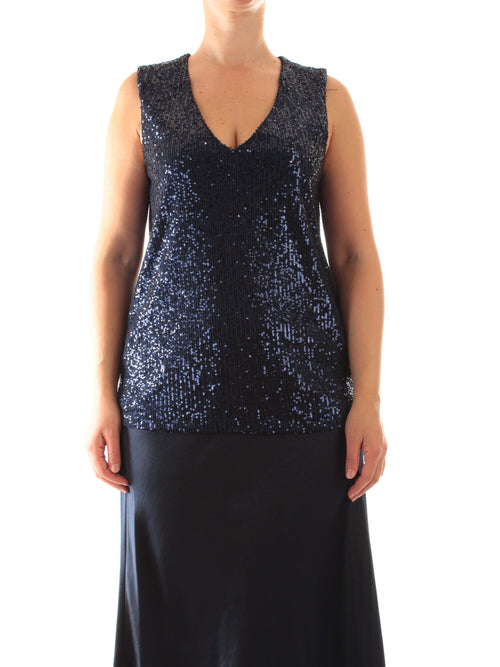 Marina Talia top in full paillettes da donna blu