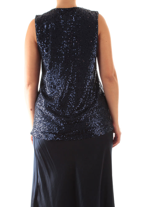 Marina Talia top in full paillettes da donna blu