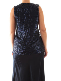 Marina Talia top in full paillettes da donna blu