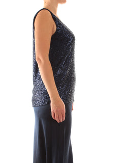 Marina Talia top in full paillettes da donna blu