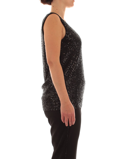 Marina Talia top in full paillettes da donna nero