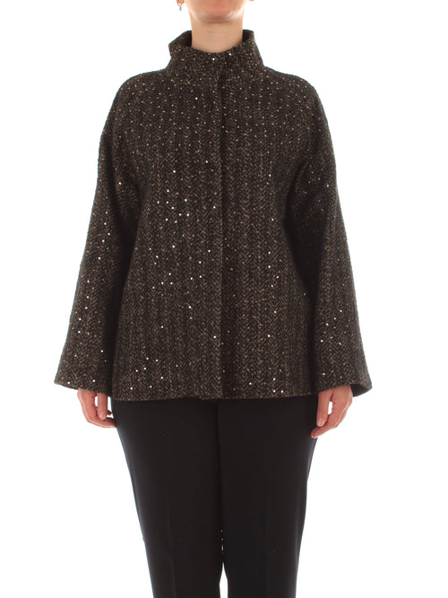Marina Talia cappotto corto con paillettes da donna nero