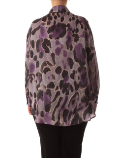 Marina Talia camicia in raso stampato da donna viola