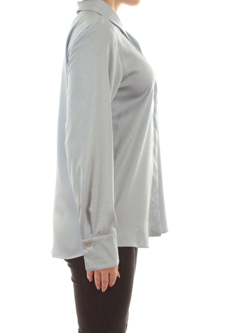 Emme Marella RAPA camicia in raso con strass da donna azzurro