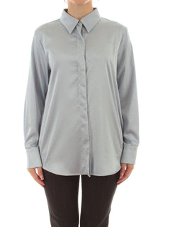 Emme Marella RAPA camicia in raso con strass da donna azzurro