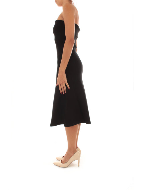 Twinset abito longuette in maglia con godet da donna nero
