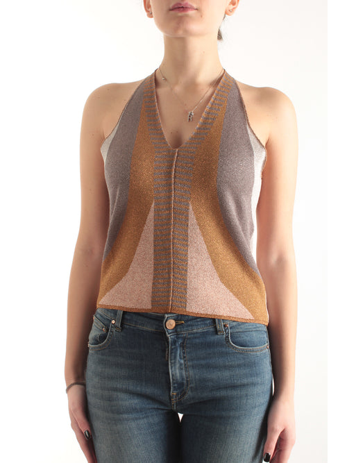 AKEP top smanicato con motivo grafico da donna multicolor