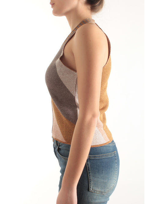 AKEP top smanicato con motivo grafico da donna multicolor