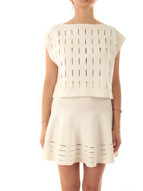 Akep top smanicato cut out da donna bianco