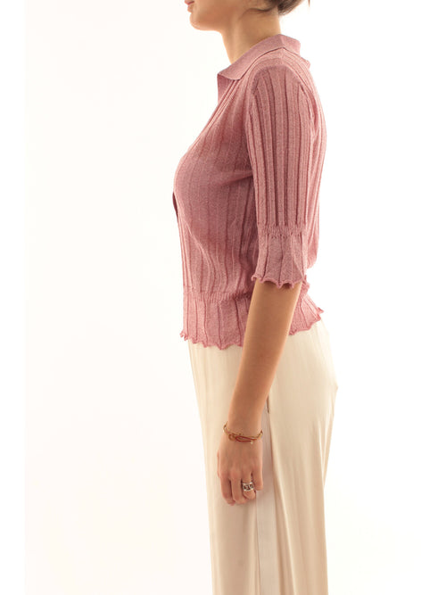 Akep polo light lurex da donna rosa