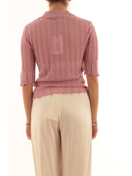 Akep polo light lurex da donna rosa