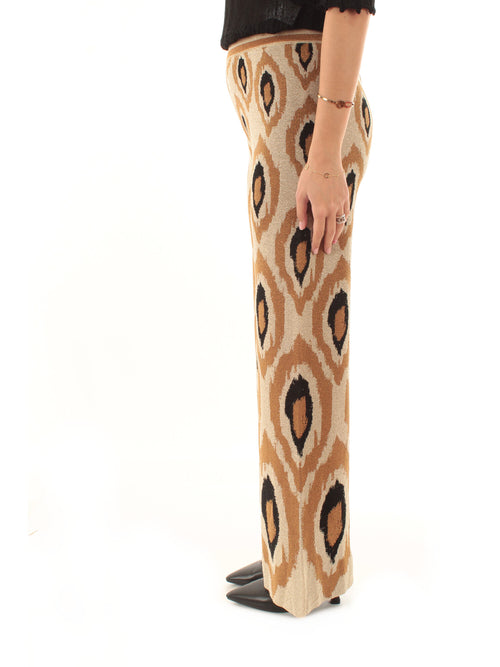 Akep pantaloni jacquard peacock eyes da donna multicolore