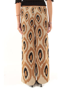 Akep pantaloni jacquard peacock eyes da donna multicolore