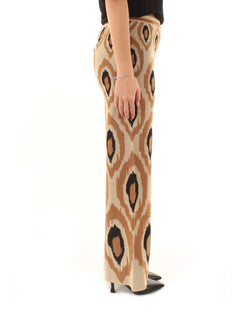 Akep pantaloni jacquard peacock eyes da donna multicolore