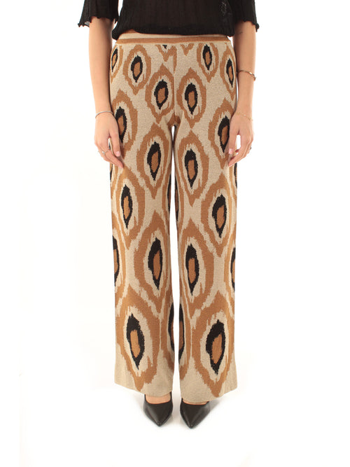 Akep pantaloni jacquard peacock eyes da donna multicolore