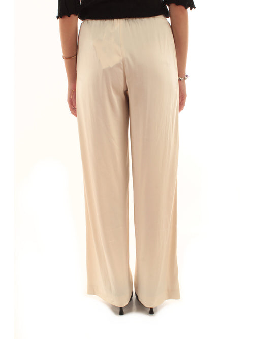 Akep pantalone con inserto gros grain a contrasto da donna beige