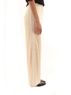 Akep pantalone con inserto gros grain a contrasto da donna beige