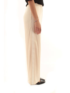 Akep pantalone con inserto gros grain a contrasto da donna beige