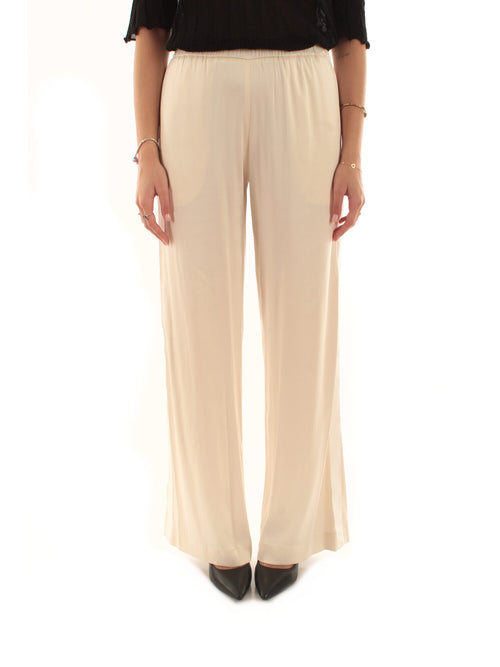 Akep pantalone con inserto gros grain a contrasto da donna beige