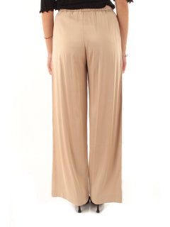 Akep pantalone con inserto gros grain a contrasto da donna ecru