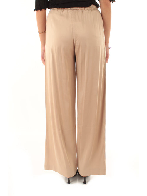 Akep pantalone con inserto gros grain a contrasto da donna ecru
