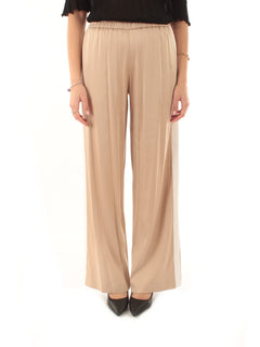 Akep pantalone con inserto gros grain a contrasto da donna ecru