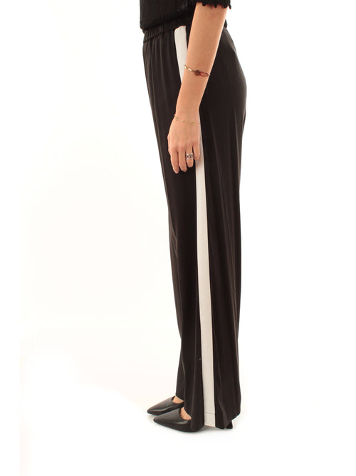 Akep pantalone con inserto gros grain a contrasto da donna nero
