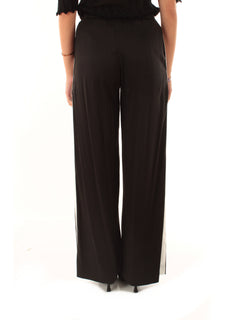 Akep pantalone con inserto gros grain a contrasto da donna nero