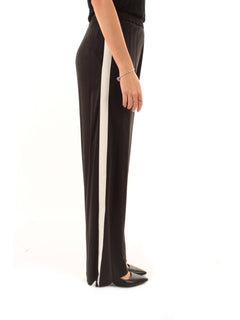 Akep pantalone con inserto gros grain a contrasto da donna nero