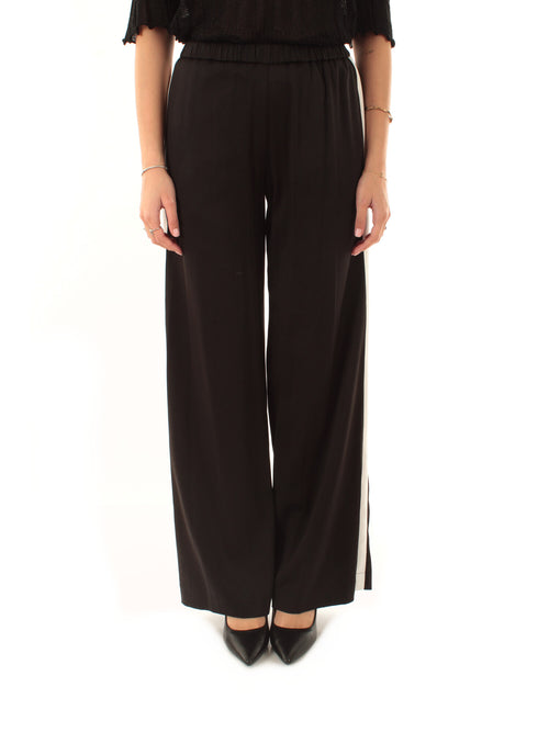 Akep pantalone con inserto gros grain a contrasto da donna nero