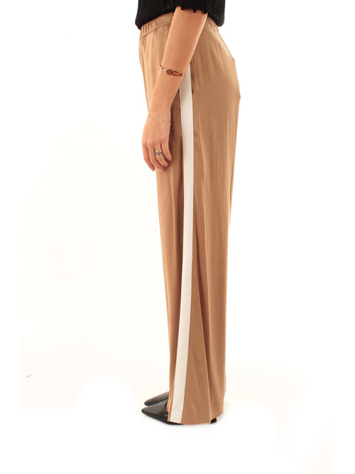 Akep pantalone con inserto gros grain a contrasto da donna marrone