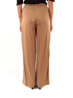 Akep pantalone con inserto gros grain a contrasto da donna marrone