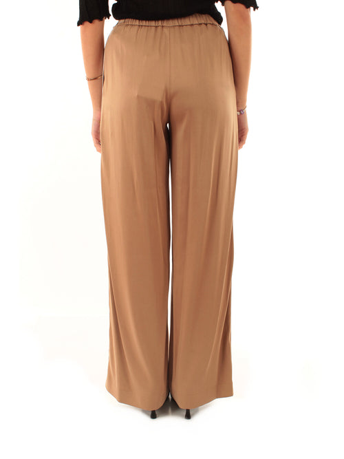 Akep pantalone con inserto gros grain a contrasto da donna marrone