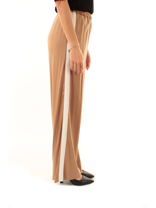 Akep pantalone con inserto gros grain a contrasto da donna marrone