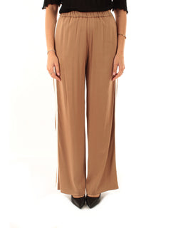 Akep pantalone con inserto gros grain a contrasto da donna marrone