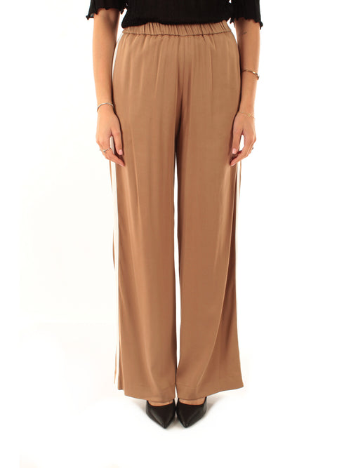 Akep pantalone con inserto gros grain a contrasto da donna marrone