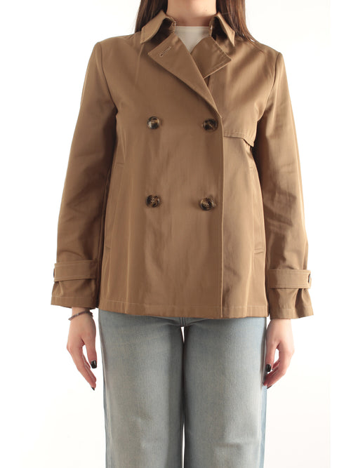 Emme Marella PELOTA trench doppiopetto in gabardina antigoccia da donna tortora